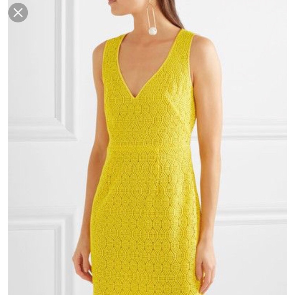 Yellow crochet DVF lace dress size 10